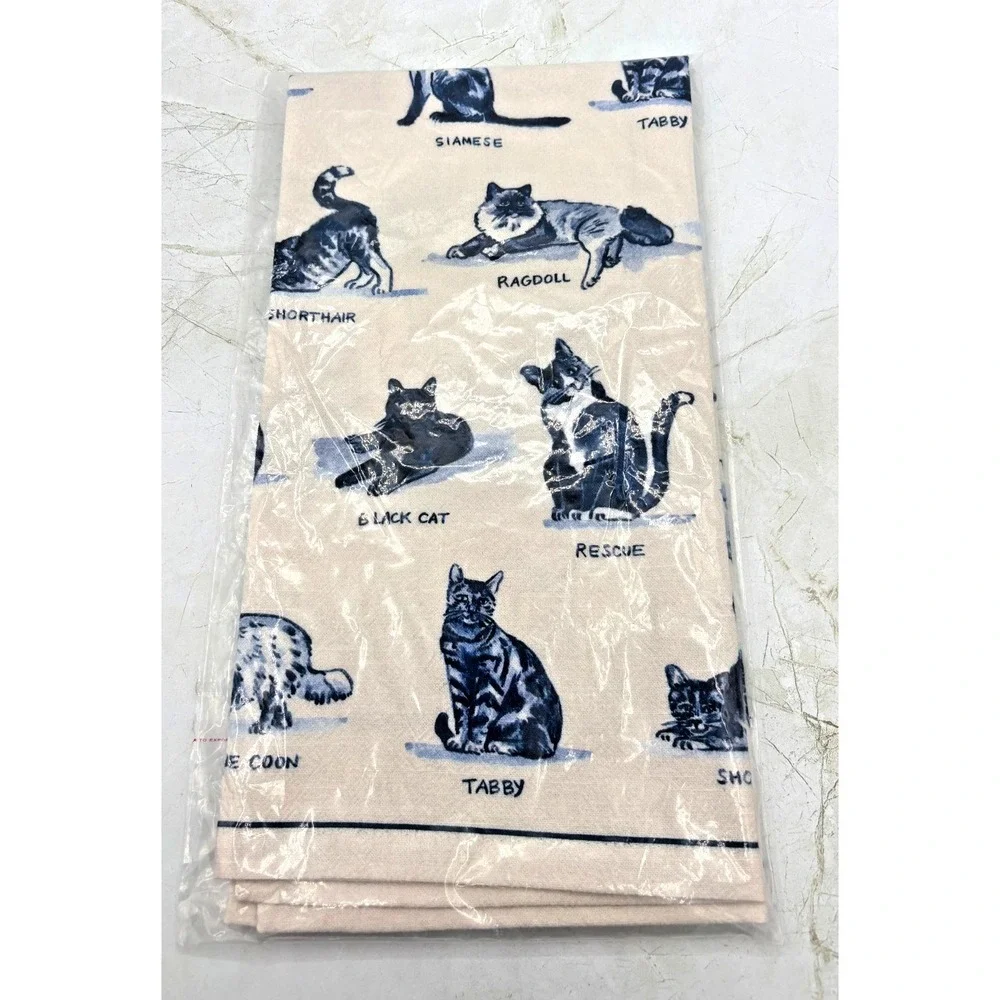 Anthropologie‎ Molly Hatch Dish Towel Cats 100% Cotton 21